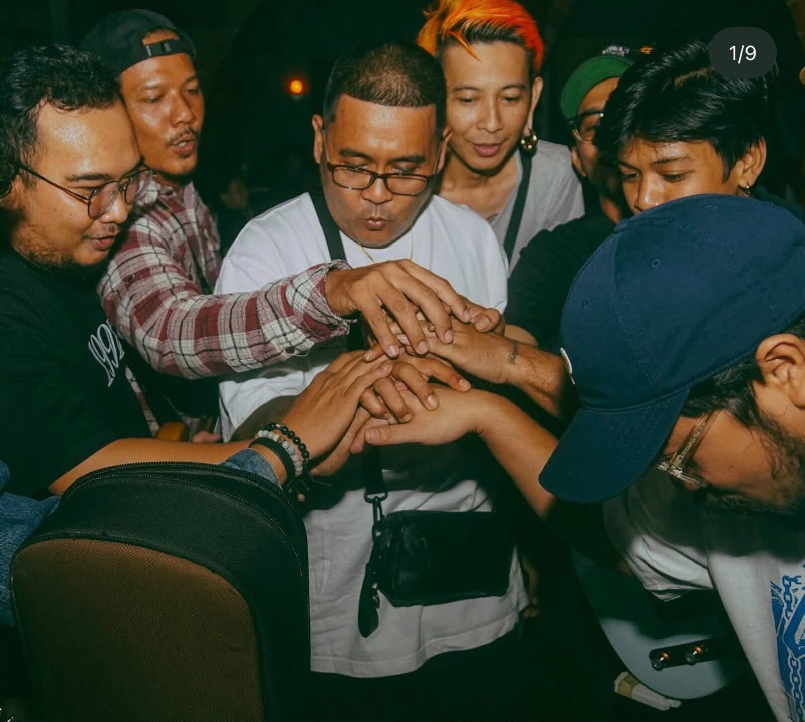 Band circle before the show
